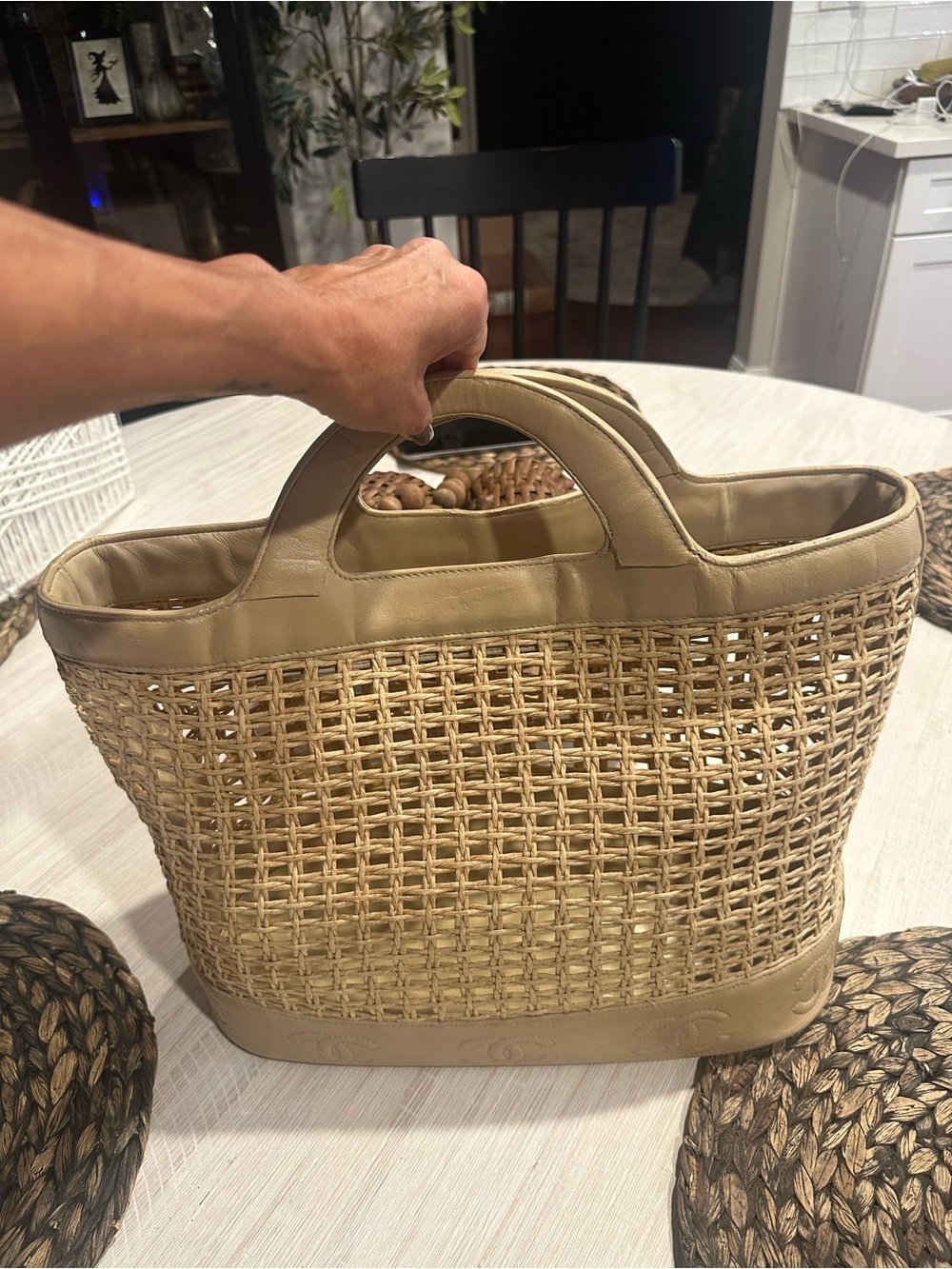 Authentic Chanel wicker tote